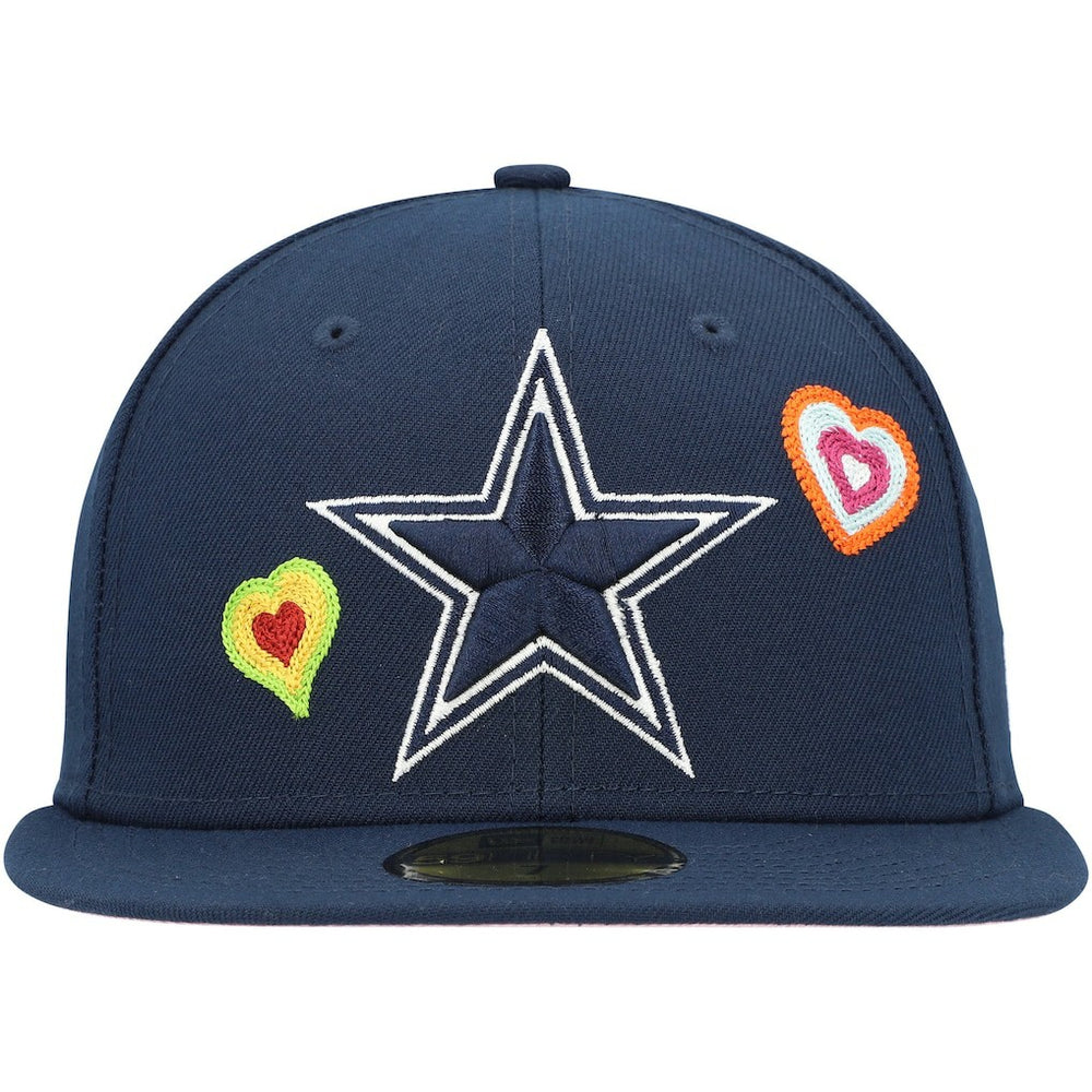 Dallas Cowboys New Era Chain Stitch Heart 59FIFTY Fitted Hat - Navy Hats