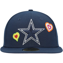Dallas Cowboys New Era Chain Stitch Heart 59FIFTY Fitted Hat - Navy Hats