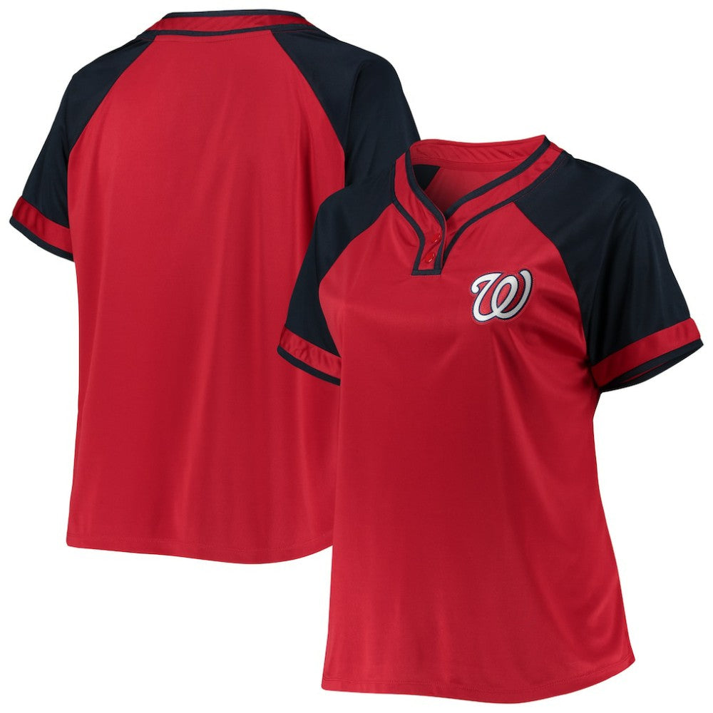 Washington Nationals Women's Plus Size Raglan T-Shirt - Red T-shirts