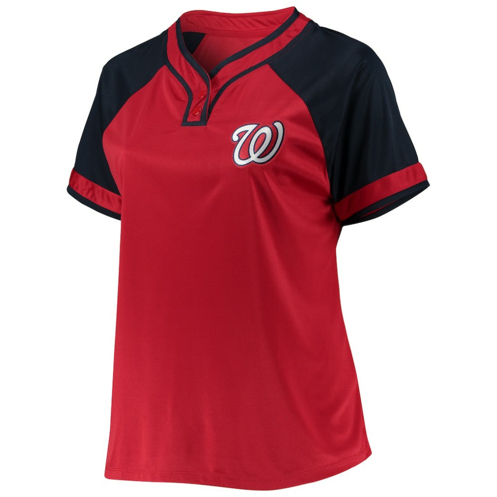 Washington Nationals Women's Plus Size Raglan T-Shirt - Red T-shirts