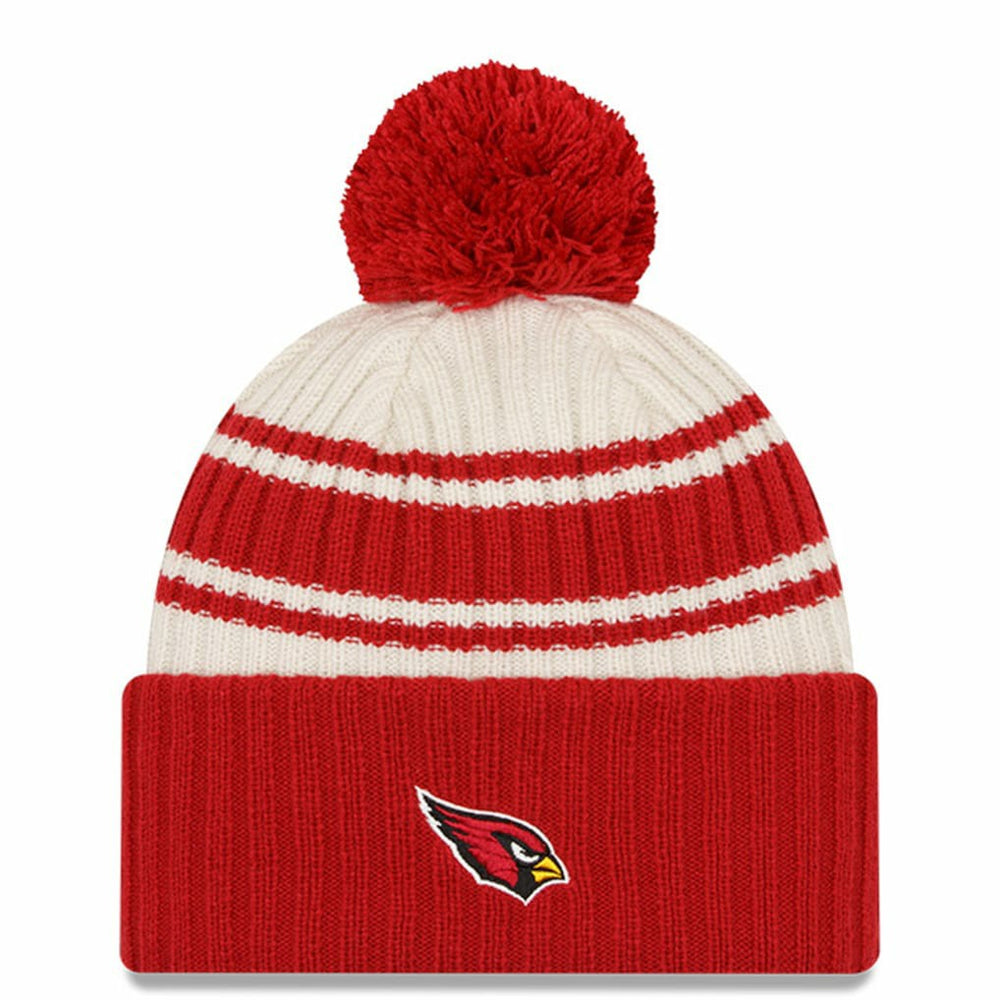 Arizona Cardinals New Era 2022 Sideline Sport Cuffed Pom Knit Hat - Cream/Cardinal Hats