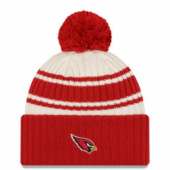 Arizona Cardinals New Era 2022 Sideline Sport Cuffed Pom Knit Hat - Cream/Cardinal Hats