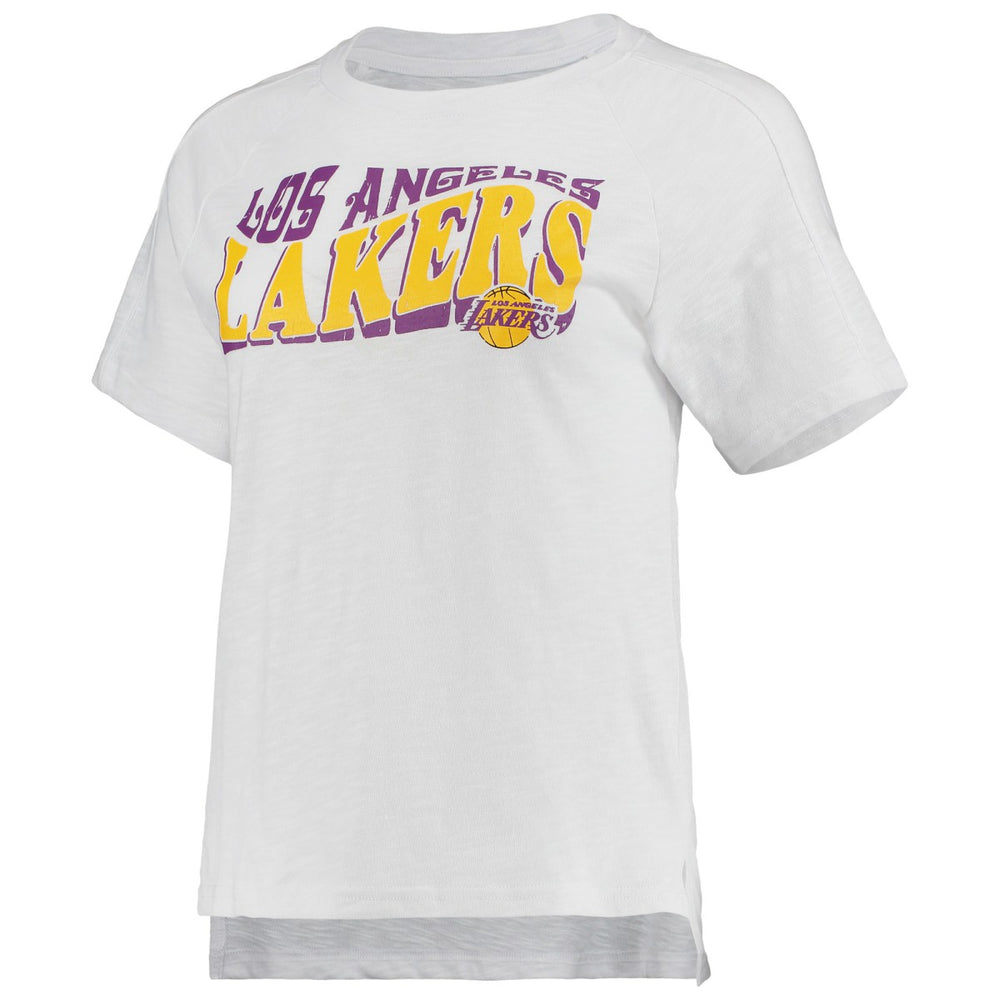 Los Angeles Lakers Concepts Sport Women's Resurgence Slub Burnout Raglan Top & Shorts Sleep Set Charcoal/White