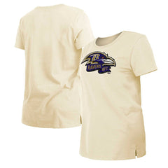 Baltimore Ravens New Era Women's Chrome Sideline T-Shirt - Cream T-shirts
