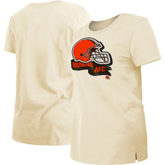 Cleveland Browns New Era Women's Chrome Sideline T-Shirt - Cream T-shirts