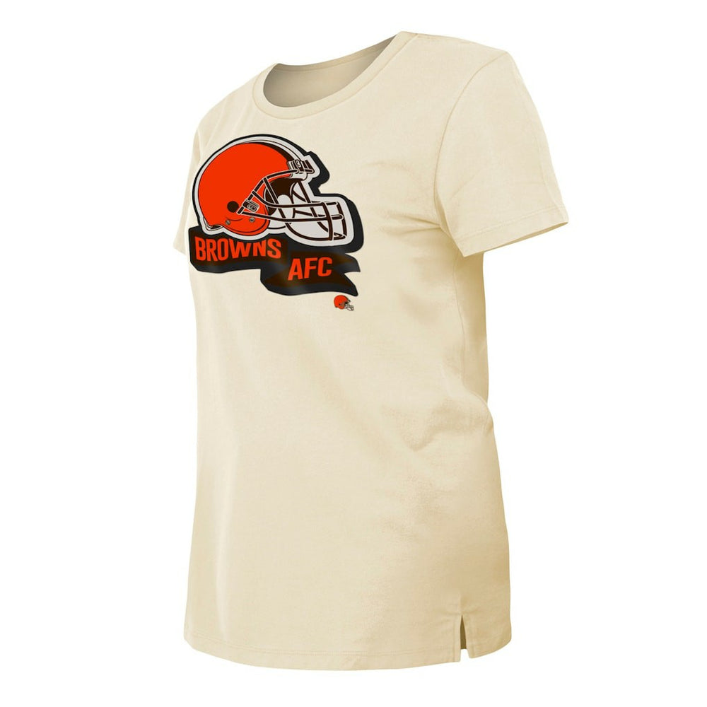 Cleveland Browns New Era Women's Chrome Sideline T-Shirt - Cream T-shirts