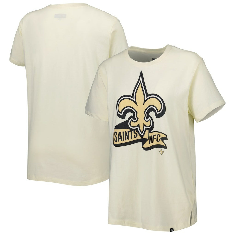 New Orleans Saints New Era Women's Chrome Sideline T-Shirt - Cream T-shirts