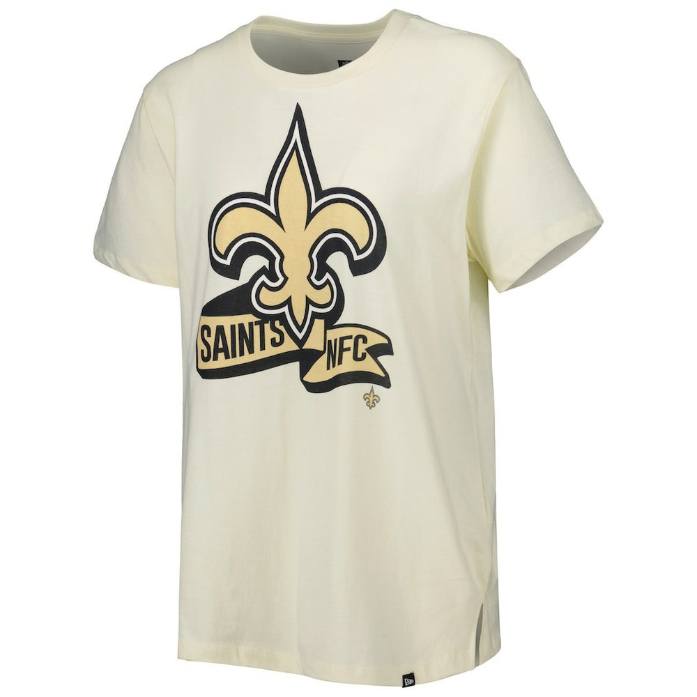 New Orleans Saints New Era Women's Chrome Sideline T-Shirt - Cream T-shirts