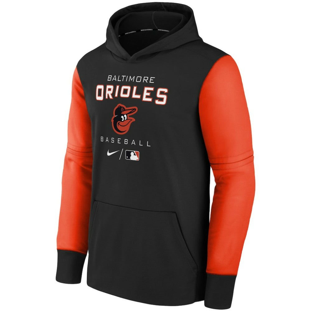 Baltimore Orioles Nike Youth Authentic Collection Performance Pullover Hoodie - Black/Orange Hoodies