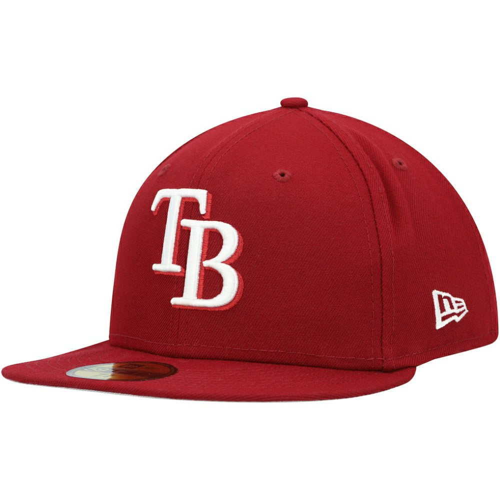Tampa Bay Rays New Era White Logo 59FIFTY Fitted Hat - Cardinal Hats