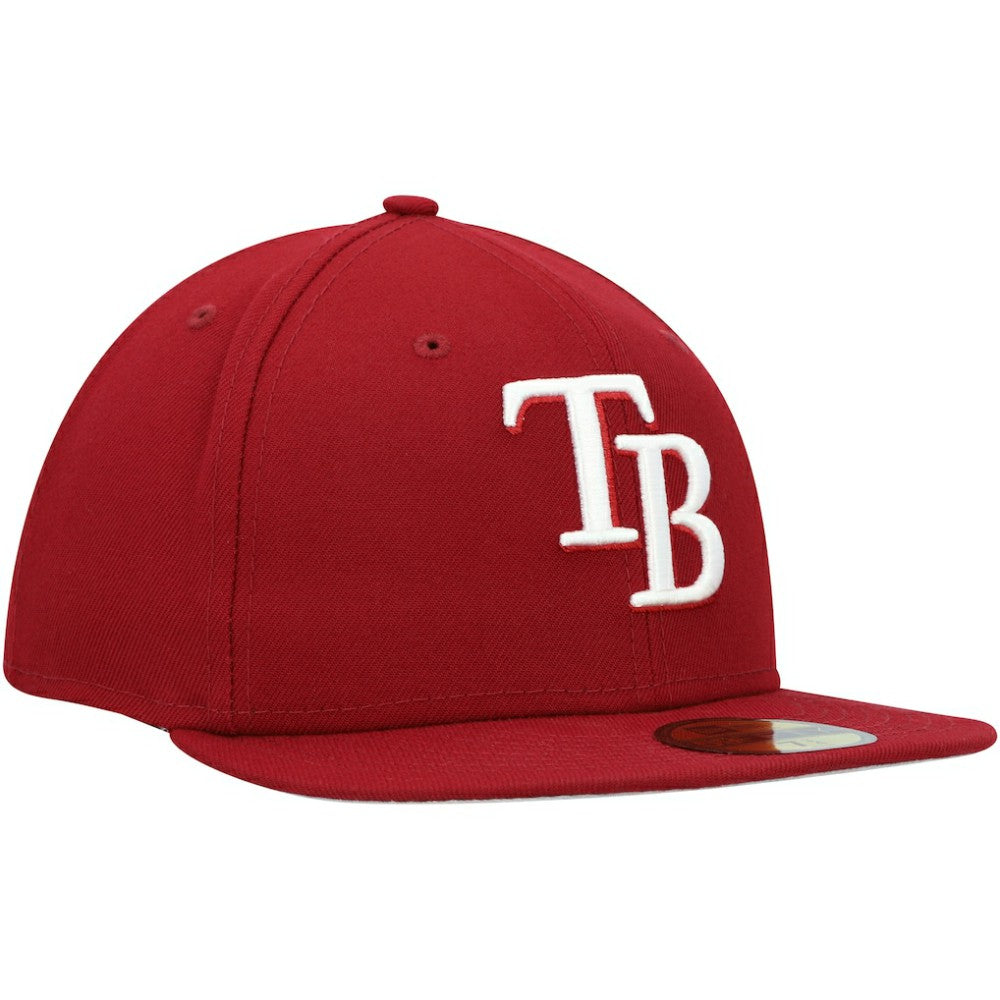 Tampa Bay Rays New Era White Logo 59FIFTY Fitted Hat - Cardinal Hats