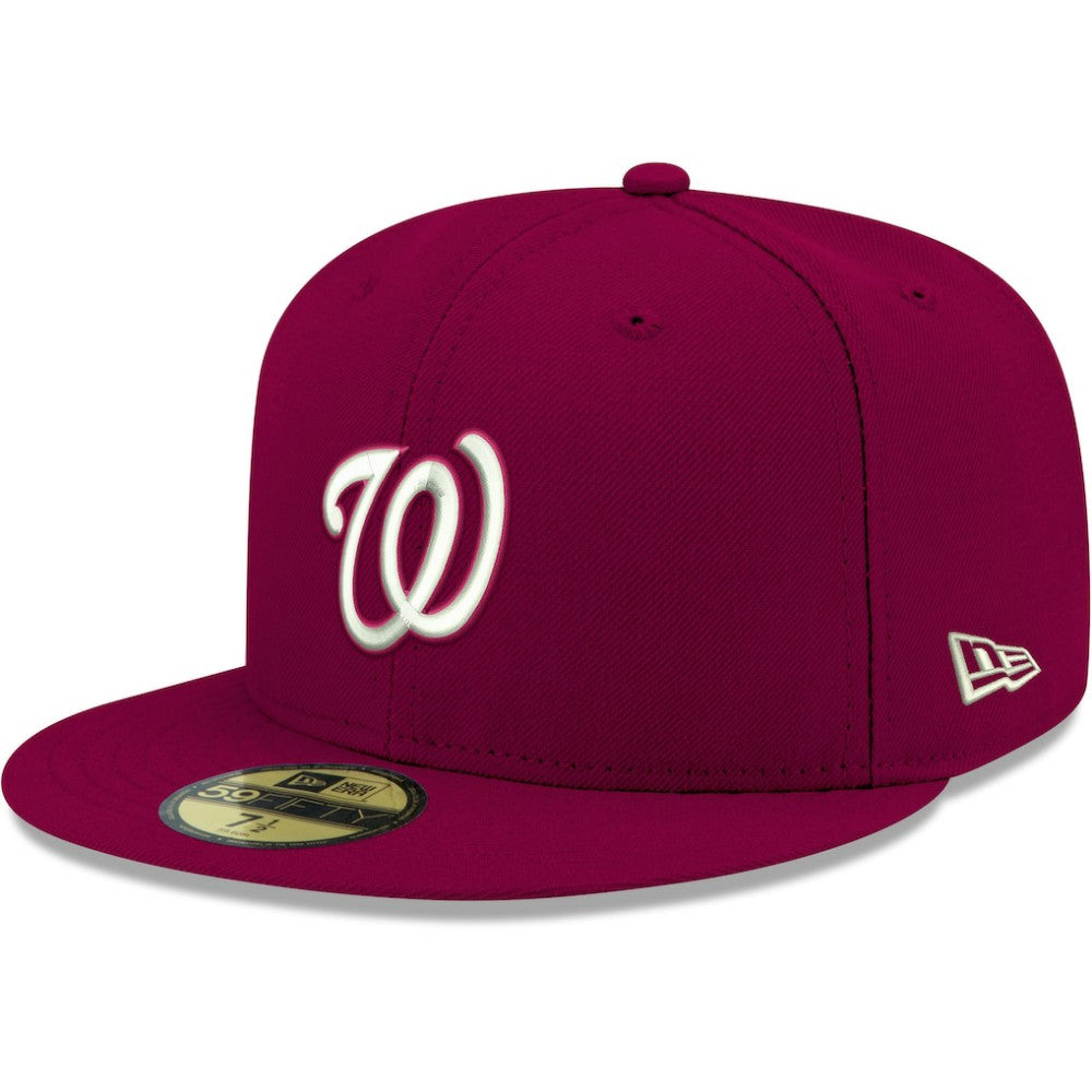 Washington Nationals New Era White Logo 59FIFTY Fitted Hat - Cardinal Hats