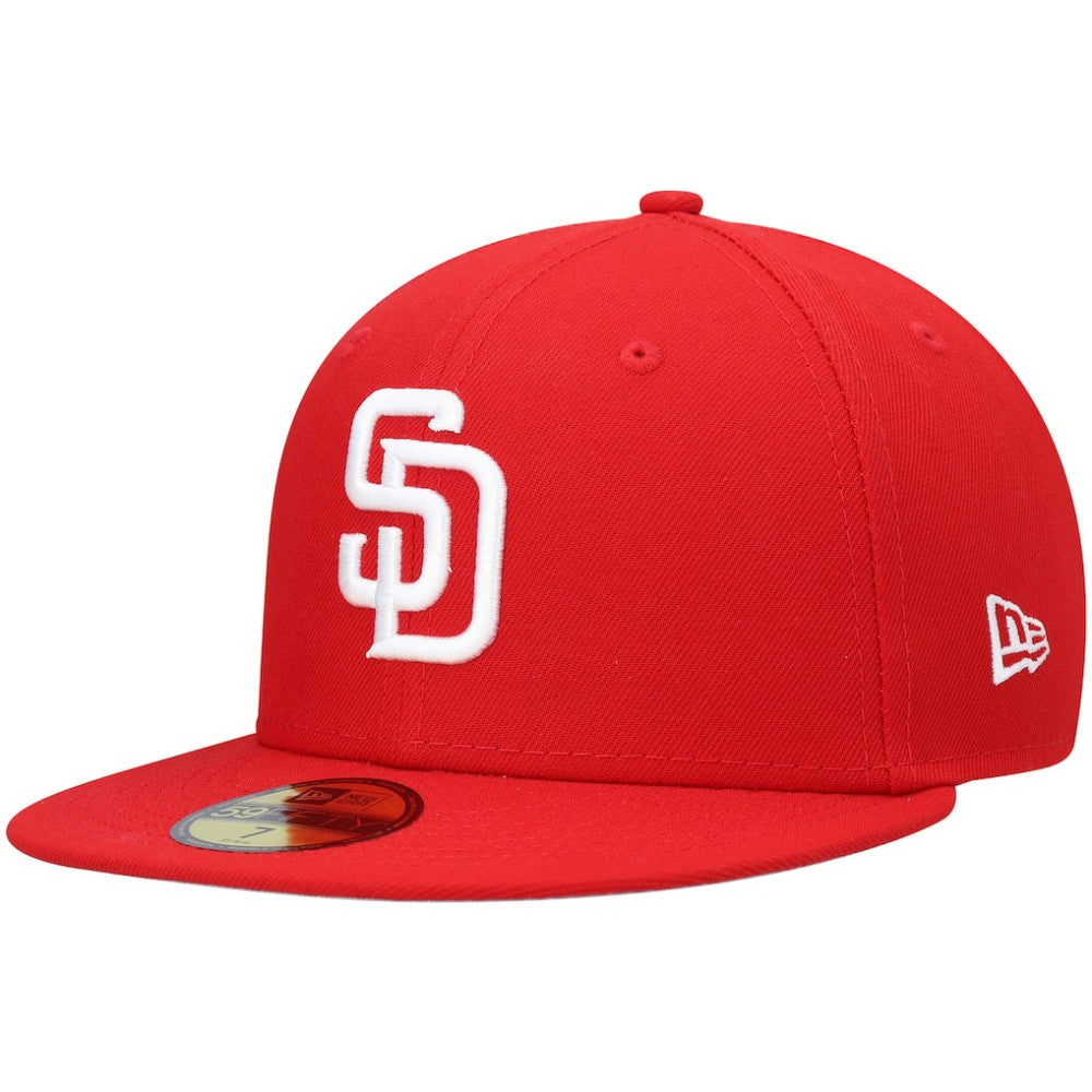 San Diego Padres New Era White Logo 59FIFTY Fitted Hat - Red Hats