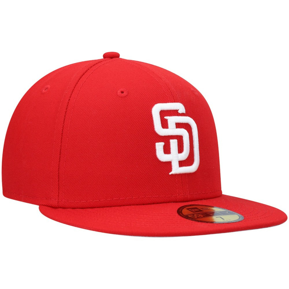 San Diego Padres New Era White Logo 59FIFTY Fitted Hat - Red Hats