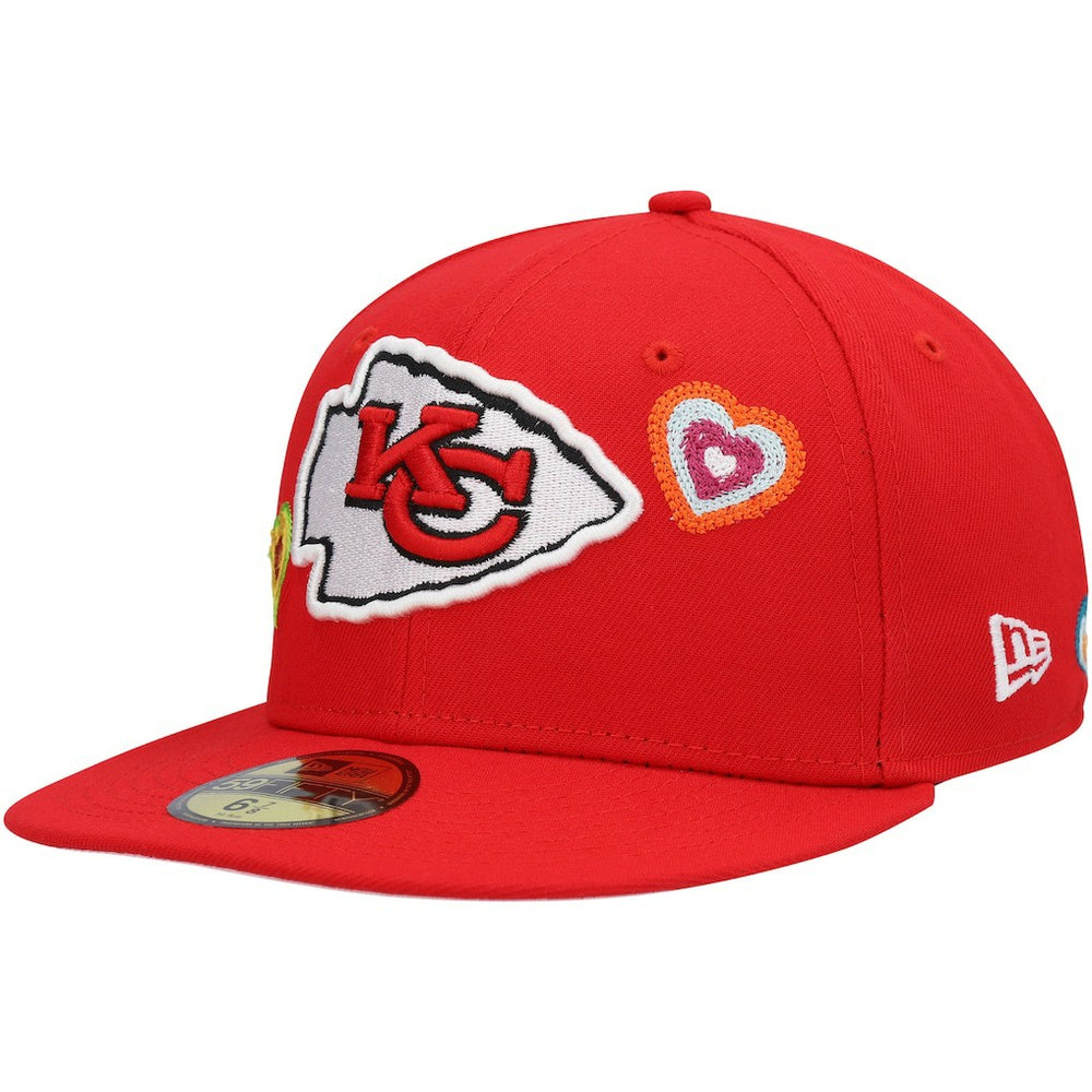 Kansas City Chiefs New Era Chain Stitch Heart 59FIFTY Fitted Hat - Red Hats