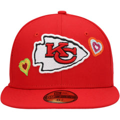 Kansas City Chiefs New Era Chain Stitch Heart 59FIFTY Fitted Hat - Red Hats