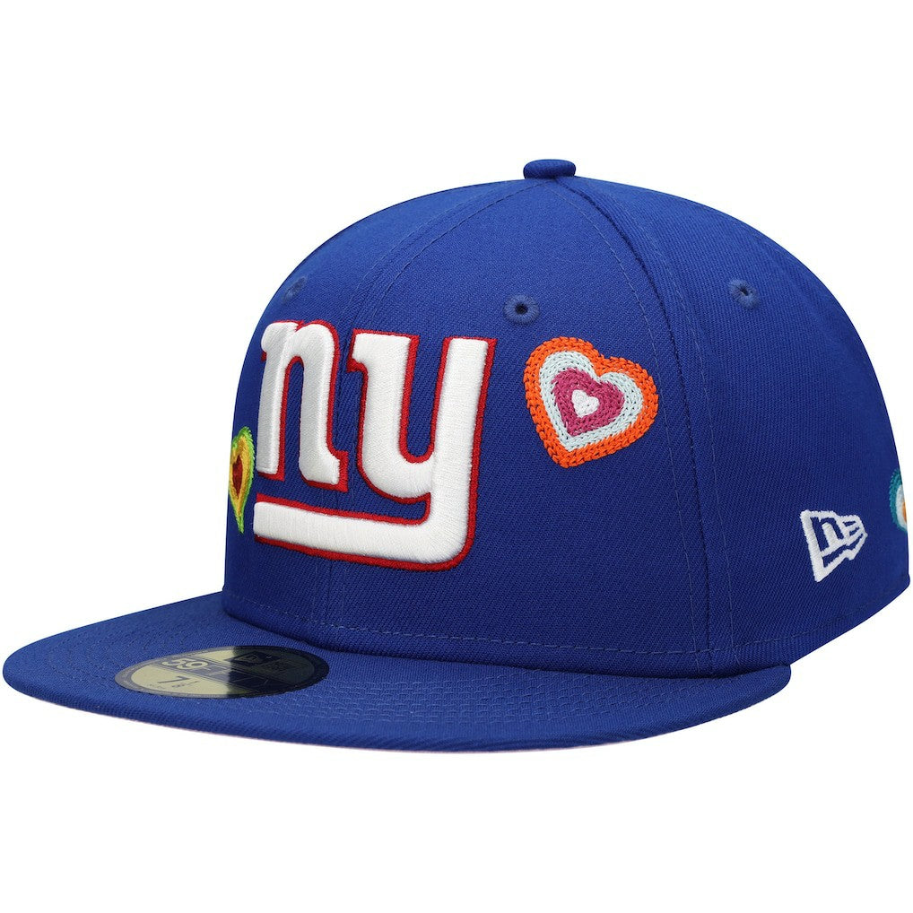 New York Giants New Era Chain Stitch Heart 59FIFTY Fitted Hat - Royal Hats