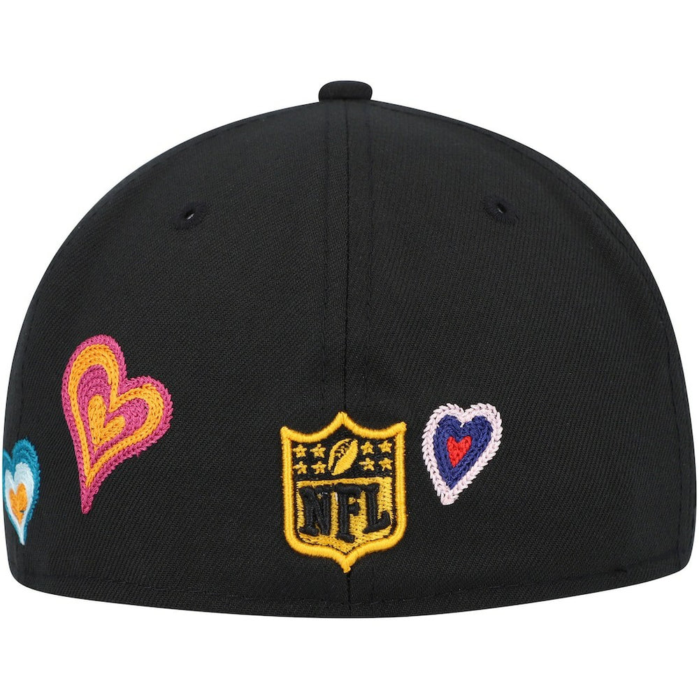 Pittsburgh Steelers New Era Chain Stitch Heart 59FIFTY Fitted Hat - Black Hats