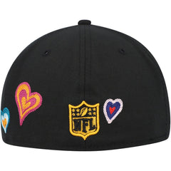 Pittsburgh Steelers New Era Chain Stitch Heart 59FIFTY Fitted Hat - Black Hats