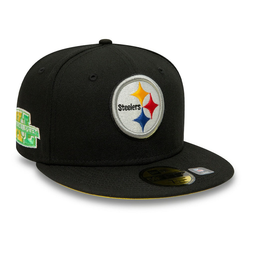 Pittsburgh Steelers New Era Super Bowl XL Citrus Pop 59FIFTY Fitted Hat - Black Hats