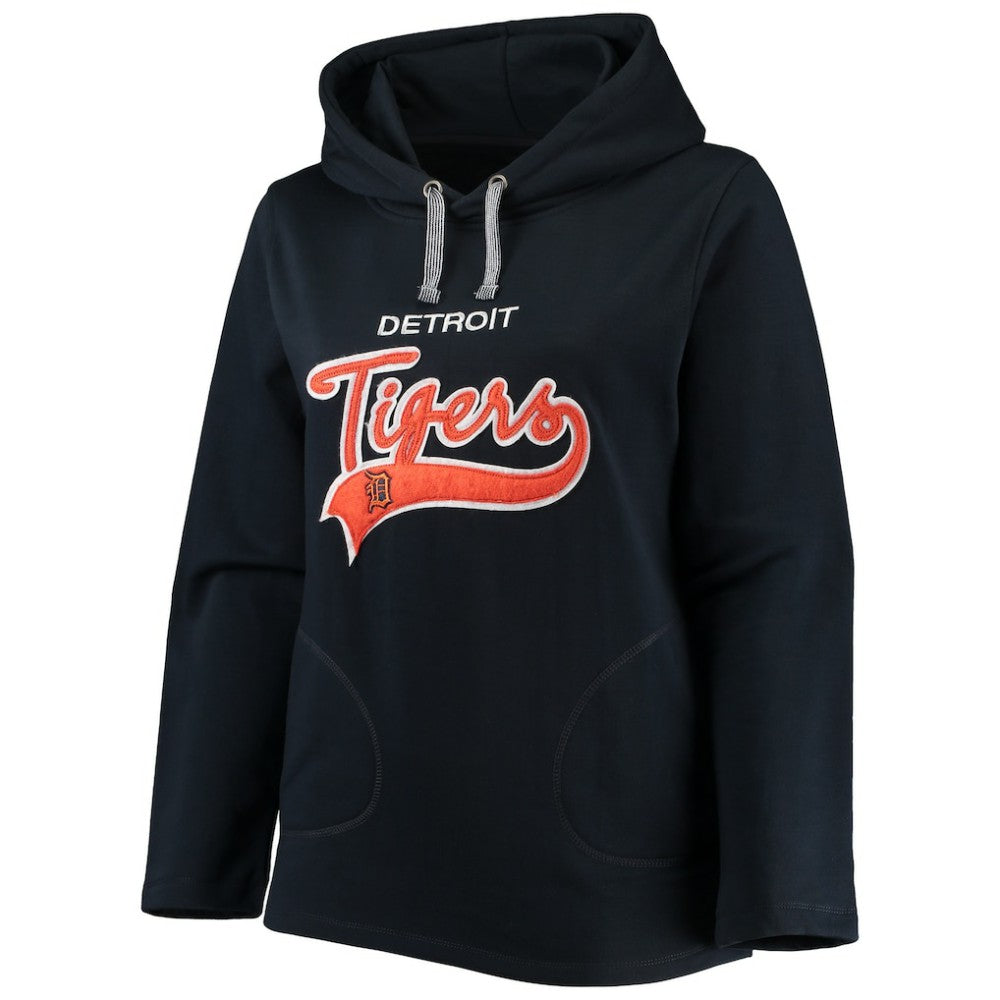 Detroit Tigers Soft as a Grape Women's Plus Size Side Split Pullover Hoodie - Navy Hoodies