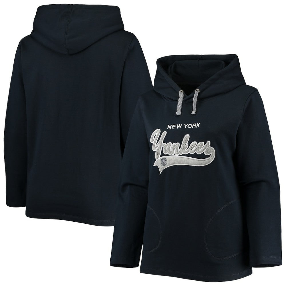 New York Yankees Soft as a Grape Women's Plus Size Side Split Pullover Hoodie - Navy Hoodies