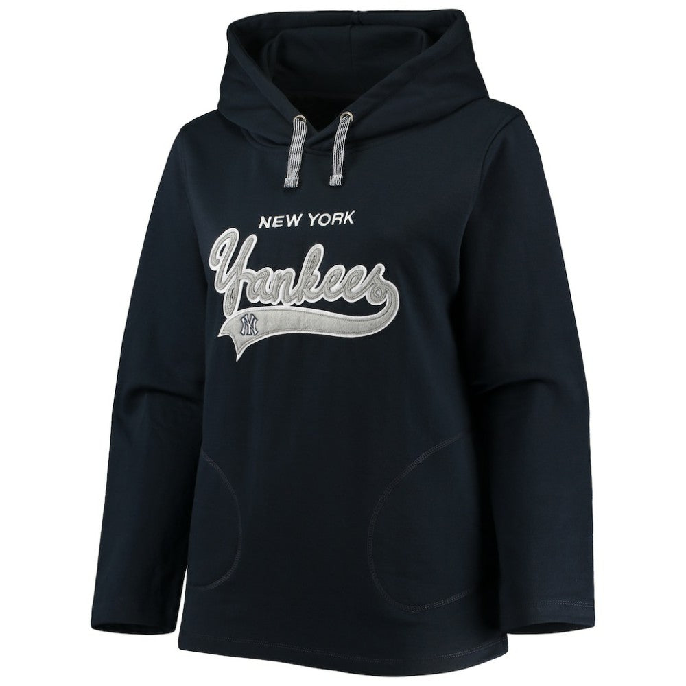New York Yankees Soft as a Grape Women's Plus Size Side Split Pullover Hoodie - Navy Hoodies
