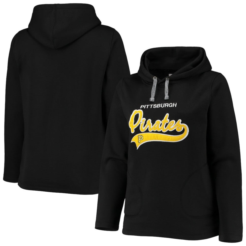 Pittsburgh Pirates Soft as a Grape Women's Plus Size Side Split Pullover Hoodie - Black Hoodies