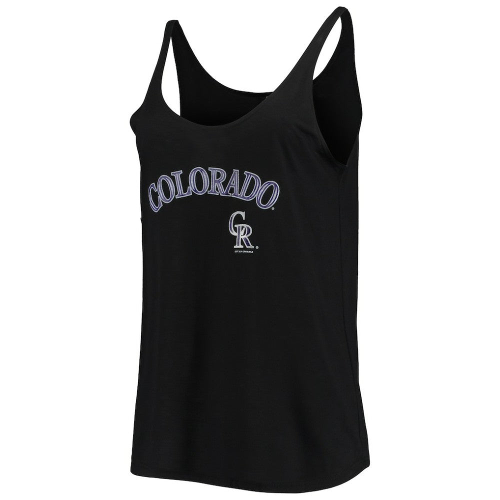 Colorado Rockies Soft as a Grape Women's Slouchy Tank Top - Black Tanks
