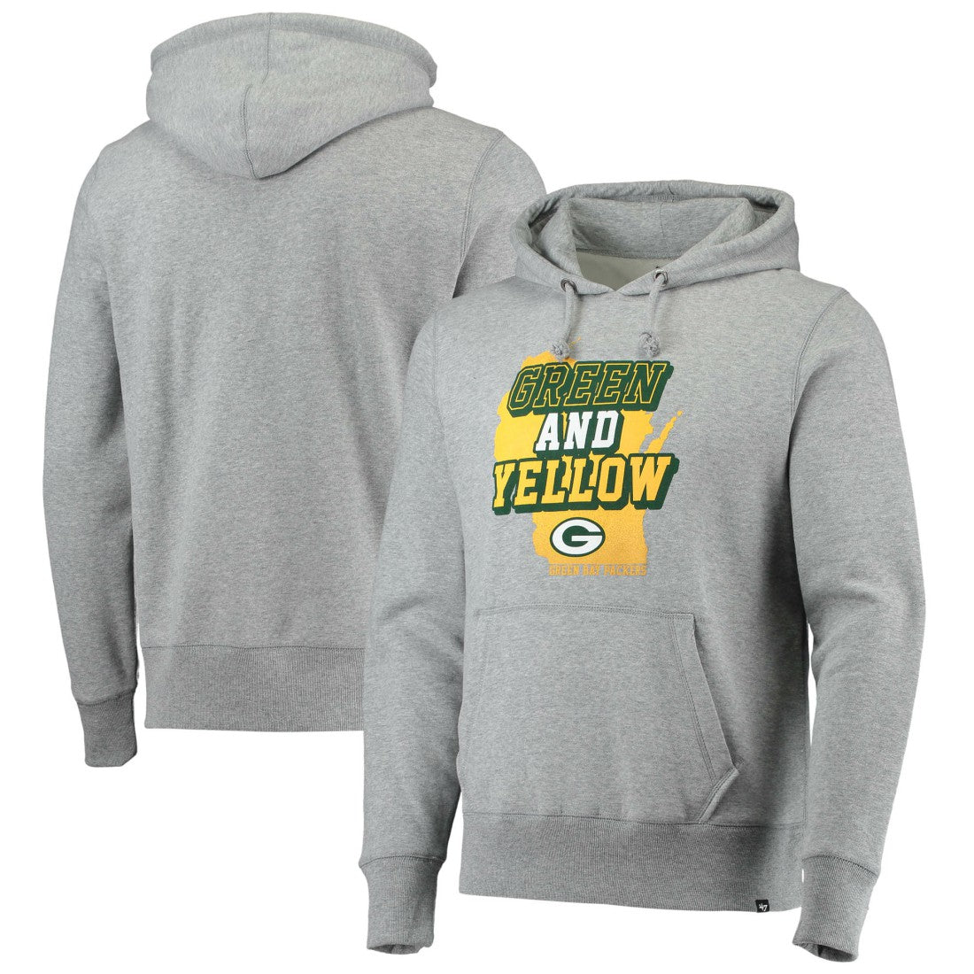 Green Bay Packers '47 Team Headline Pullover Hoodie - Heathered Gray Hoodies