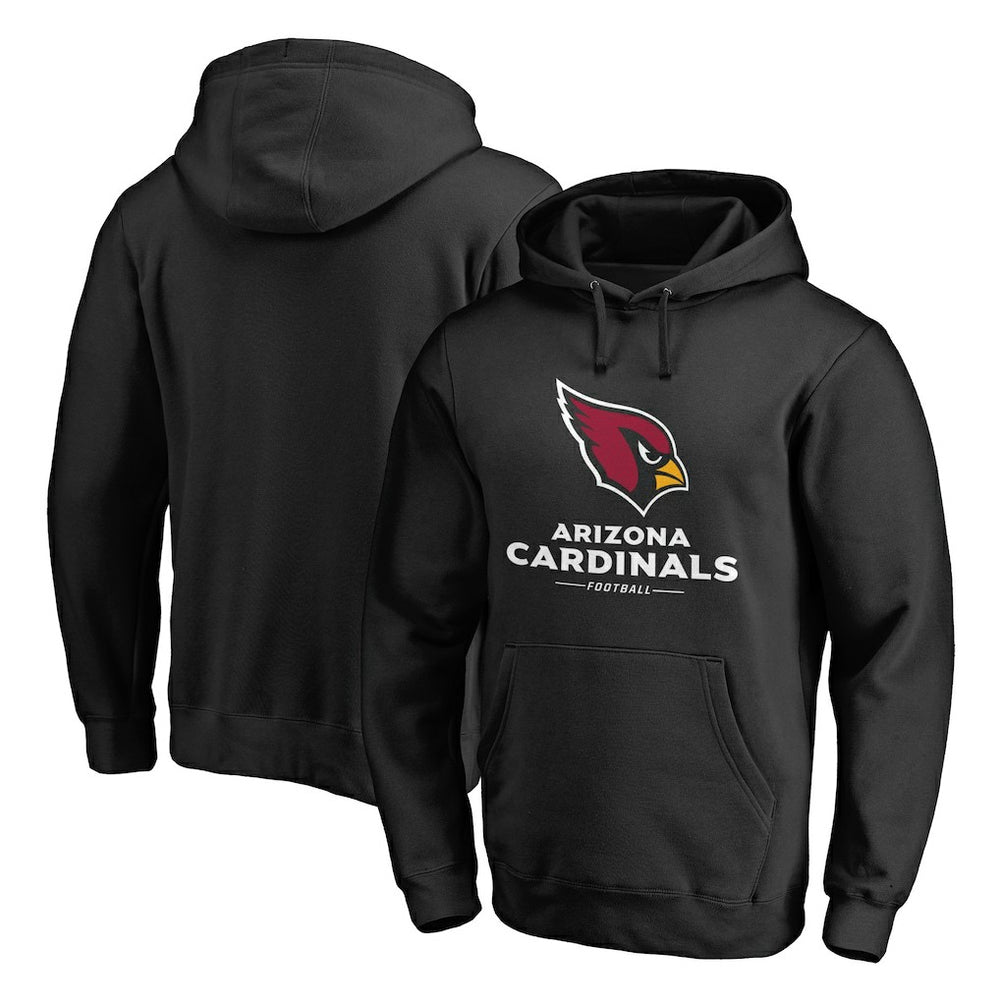 Arizona Cardinals Logo Team Lockup Fitted Pullover Hoodie - Black Hoodies
