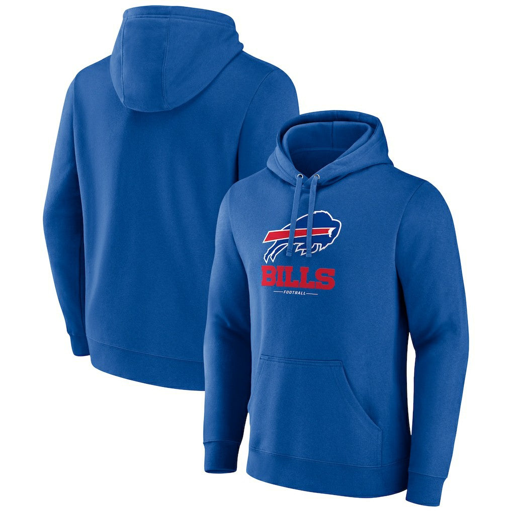 Buffalo Bills Logo Team Lockup Fitted Pullover Hoodie - Royal Hoodies