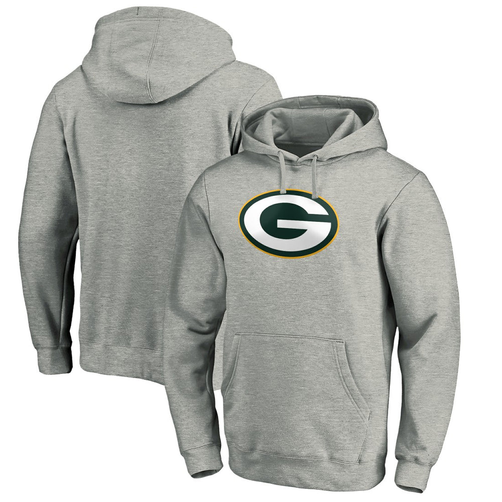 Green Bay Packers Primary Logo Fitted Pullover Hoodie - Heather Gray Hoodies