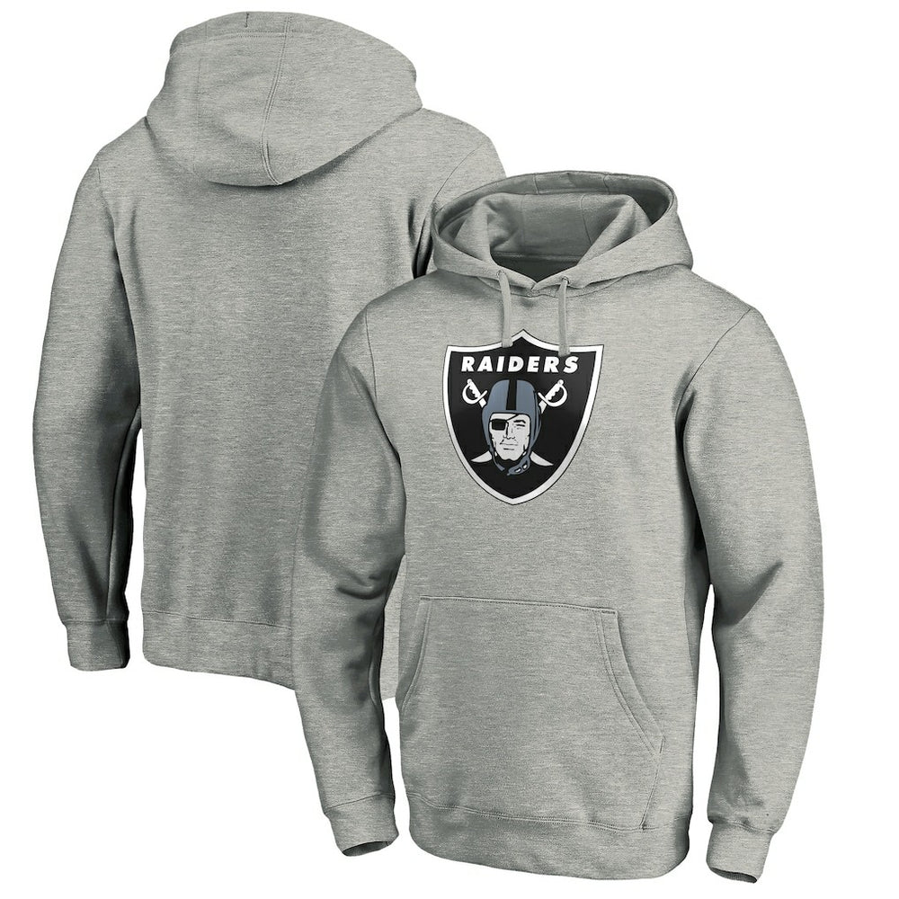 Las Vegas Raiders Primary Logo Fitted Pullover Hoodie - Heather Gray Hoodies