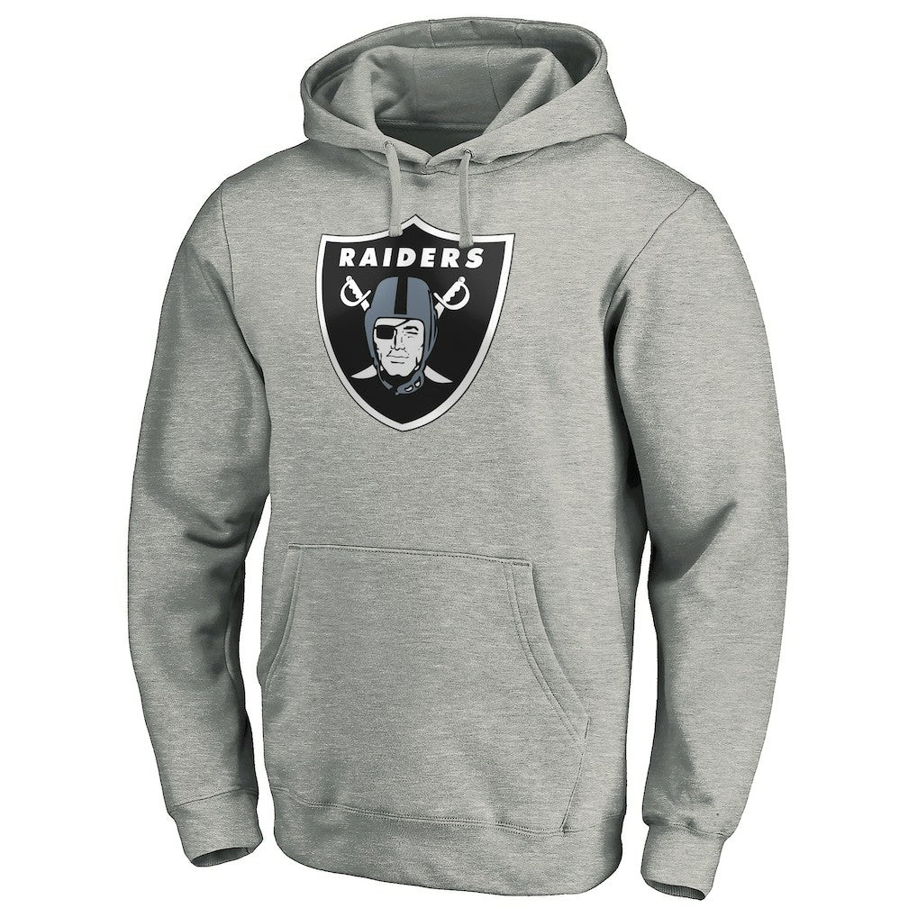 Las Vegas Raiders Primary Logo Fitted Pullover Hoodie - Heather Gray Hoodies