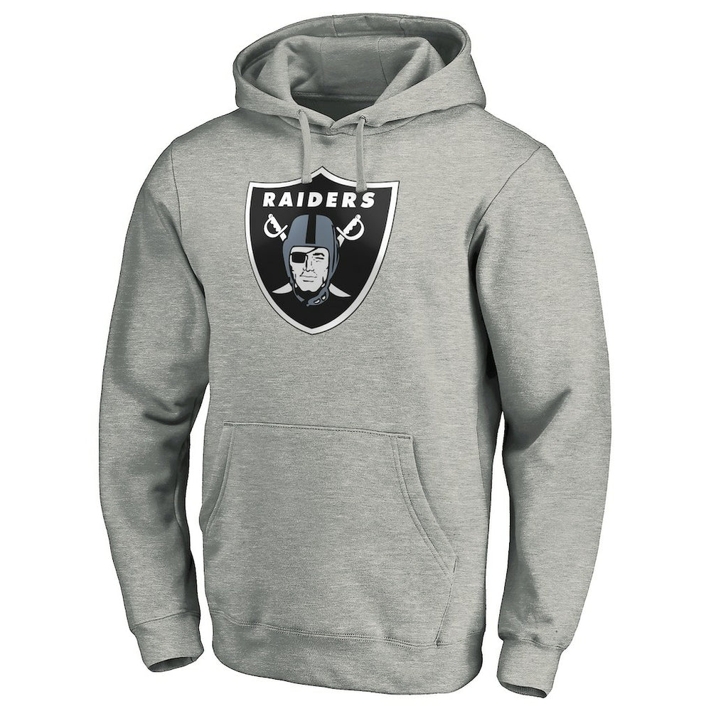Las Vegas Raiders Primary Logo Fitted Pullover Hoodie - Heather Gray Hoodies
