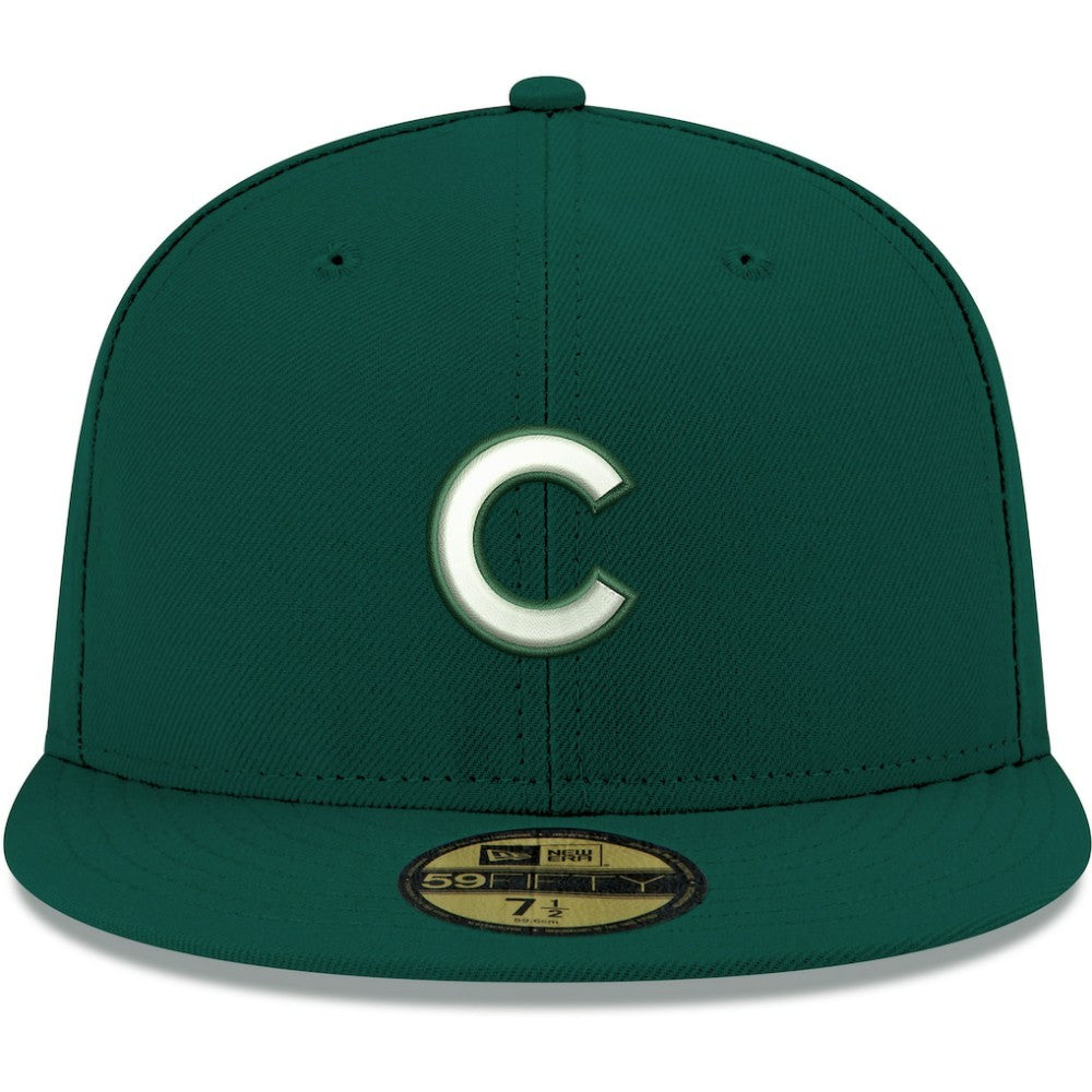 Chicago Cubs New Era White Logo 59FIFTY Fitted Hat - Green Hats