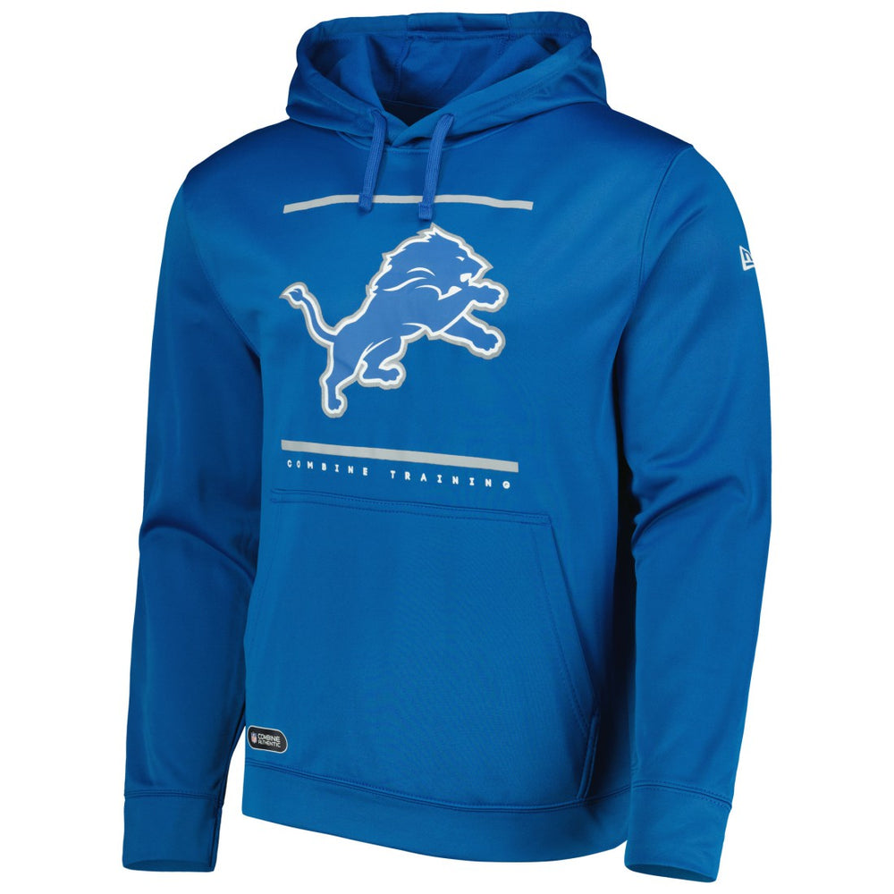Detroit Lions New Era Combine Authentic Split Defense Pullover Hoodie - Blue Hoodies