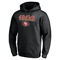 San Francisco 49ers Logo Team Lockup Fitted Pullover Hoodie - Black Hoodies