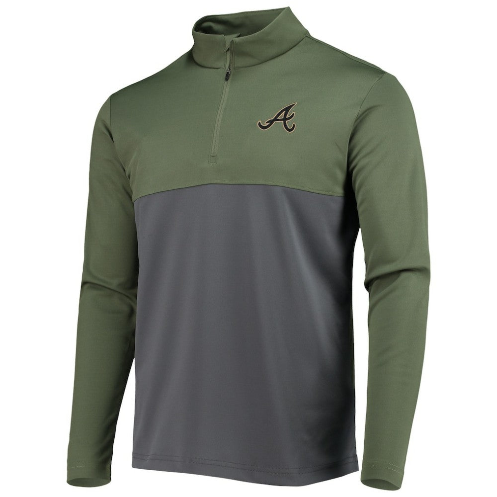 Atlanta Braves Levelwear Delta Pursue Quarter-Zip Jacket - Olive Jackets