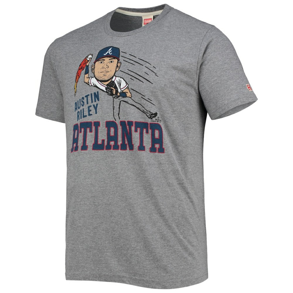 Austin Riley Atlanta Braves Homage Caricature Tri-Blend T-Shirt - Gray T-shirts