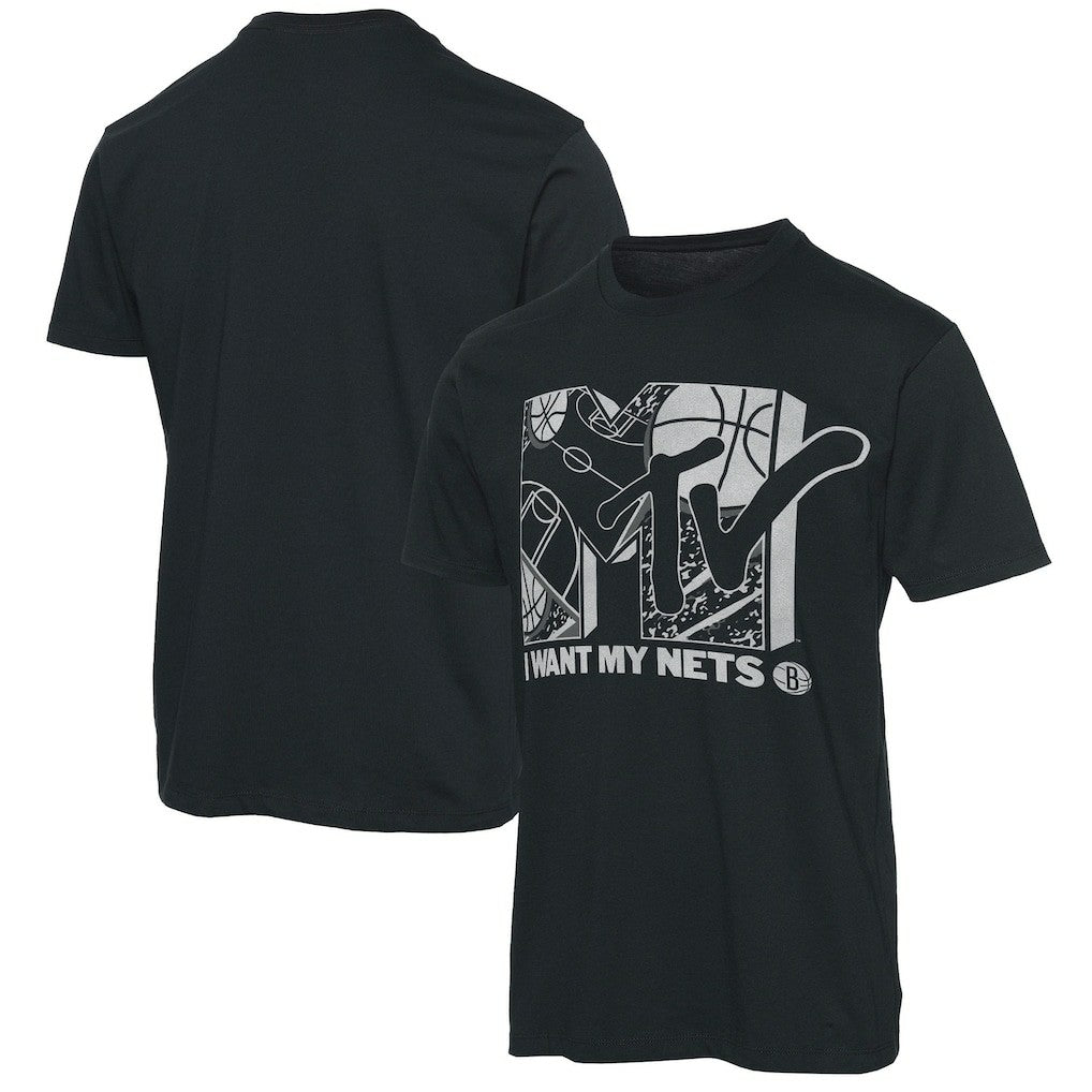 Brooklyn Nets Junk Food NBA x MTV I Want My T-Shirt Black