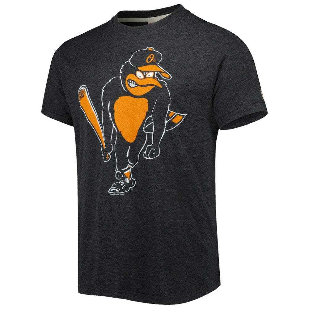 Baltimore Orioles Homage Hand-Drawn Logo Tri-Blend T-Shirt - Charcoal T-shirts