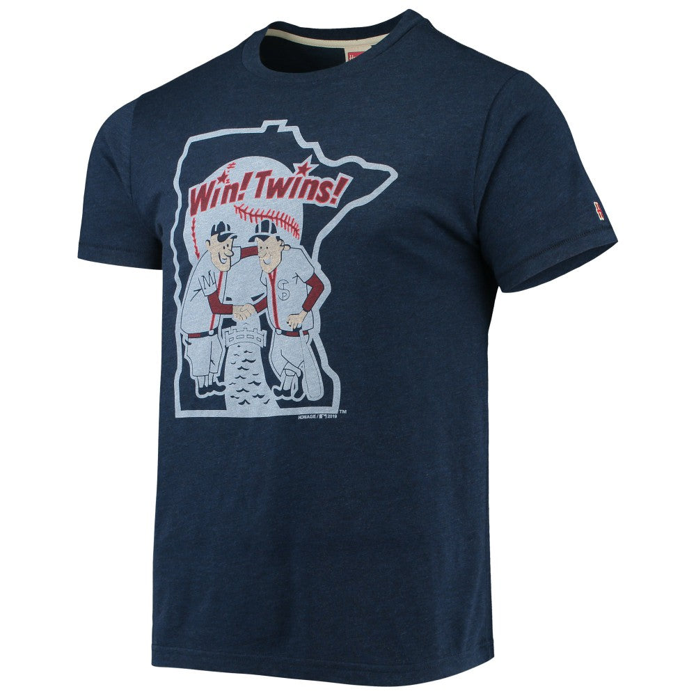 Minnesota Twins Homage Hand-Drawn Logo Tri-Blend T-Shirt - Navy T-shirts
