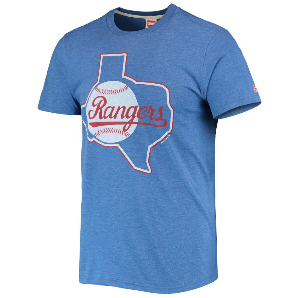 Texas Rangers Homage Hand-Drawn Logo Tri-Blend T-Shirt - Royal T-shirts