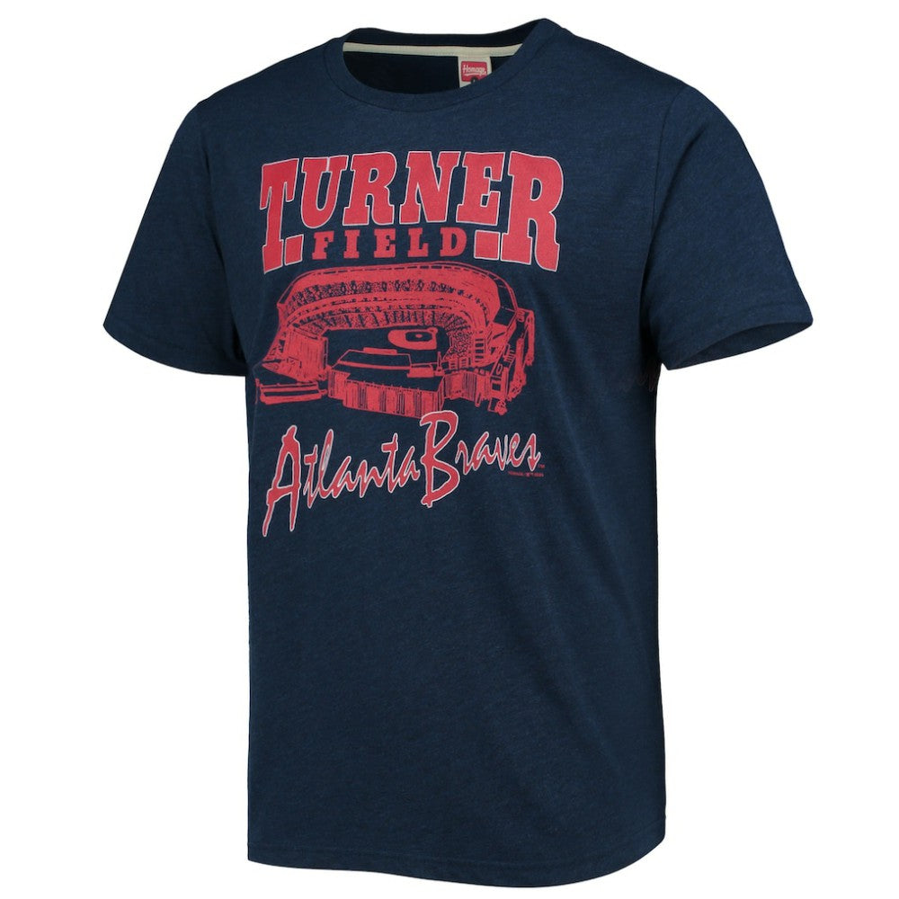 Atlanta Braves Homage Stadium Tri-Blend T-Shirt - Navy T-shirts