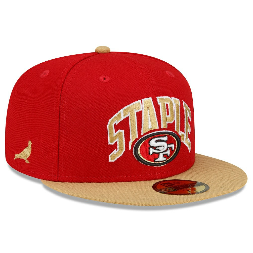 San Francisco 49ers New Era NFL x Staple Collection 59FIFTY Fitted Hat - Scarlet/Gold Hats