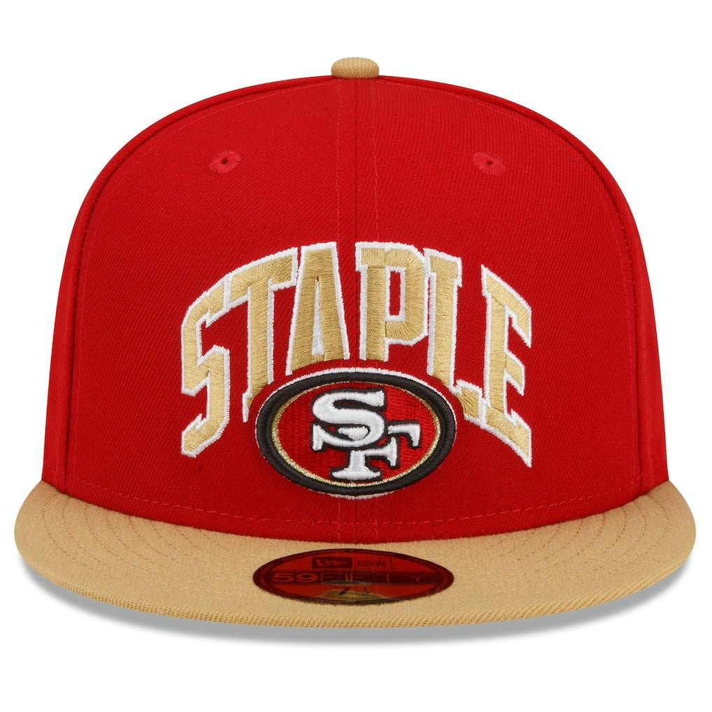 San Francisco 49ers New Era NFL x Staple Collection 59FIFTY Fitted Hat - Scarlet/Gold Hats