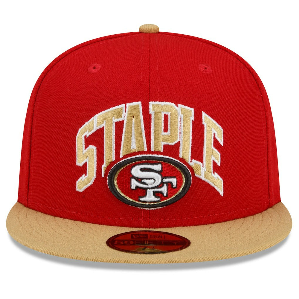 San Francisco 49ers New Era NFL x Staple Collection 59FIFTY Fitted Hat - Scarlet/Gold Hats