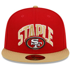 San Francisco 49ers New Era NFL x Staple Collection 59FIFTY Fitted Hat - Scarlet/Gold Hats